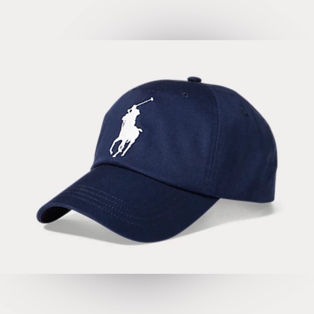 NWT* Polo Ralph Lauren Big Pony Chino Ball Cap/Hat. Navy Blue/White OS *Last one